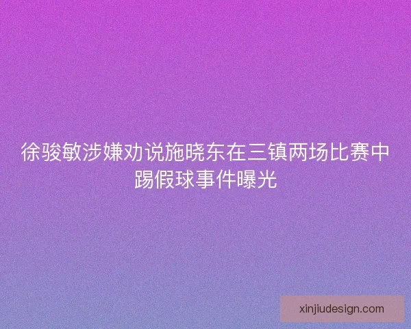 徐骏敏涉嫌劝说施晓东在三镇两场比赛中踢假球事件曝光